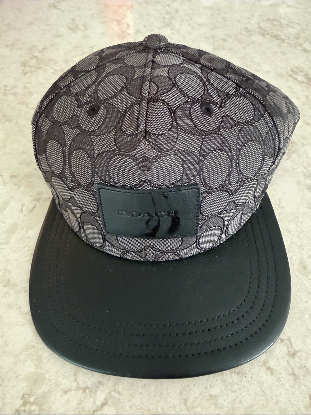 NWT COACH Men's Signature Grey Cap with Black Brim